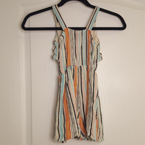 Art Class Striped Tie Front Romper - Picture 4 of 6